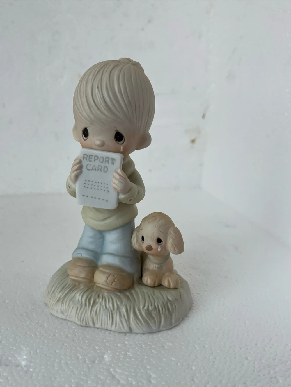 Enesco White Porcelain Figurine Base with Jonathan David Marking signature
